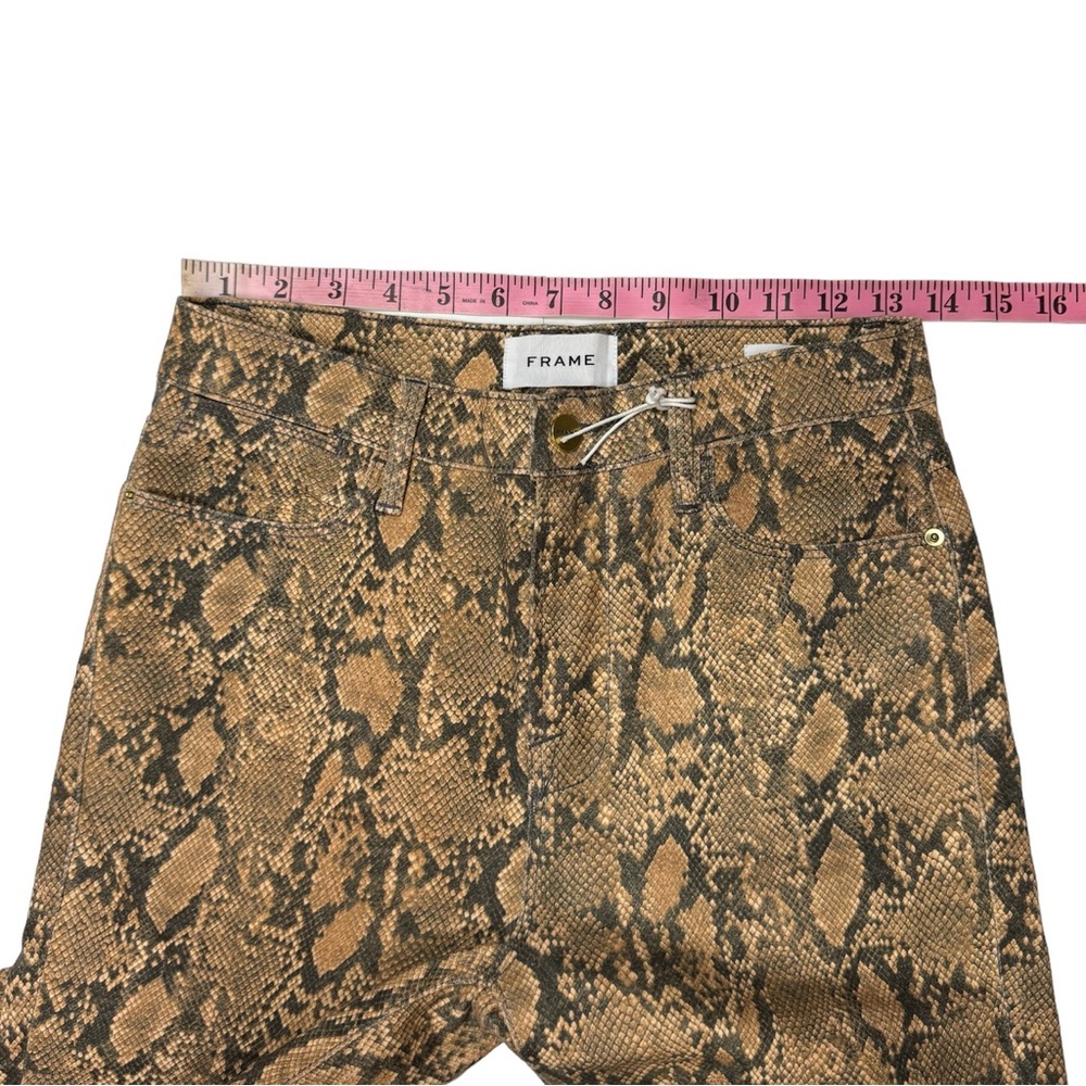 Frame NWT Le High Skinny Crop Snake Effect Jeans in Tan/Black Size 27 - Picture 11 of 16